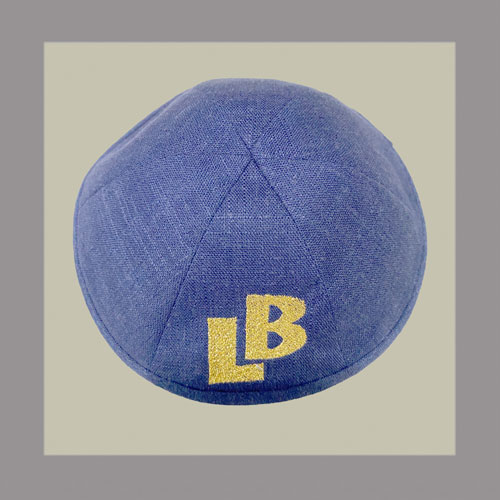 Embroidered Blue Kippah