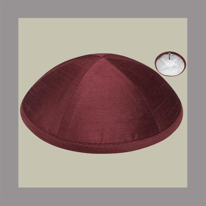 Burgundy Linen Kippot