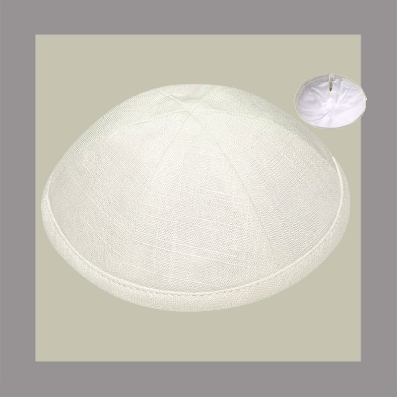 Off White Linen Kippot