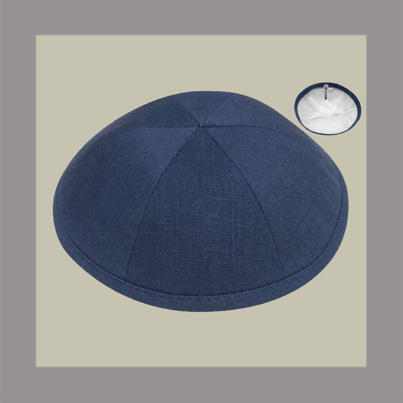 Navy Linen Kippot