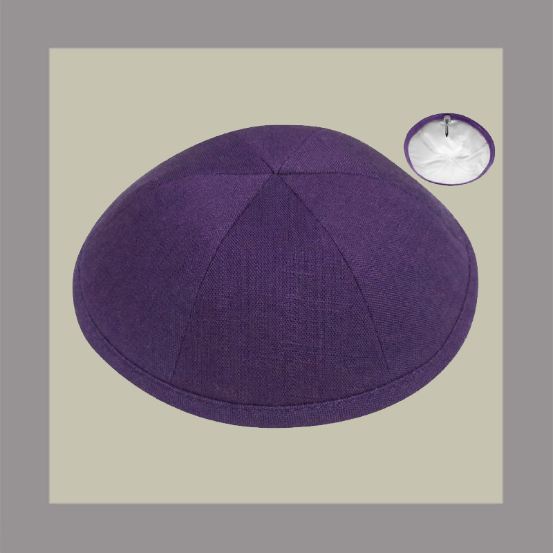 Purple Linen Kippot