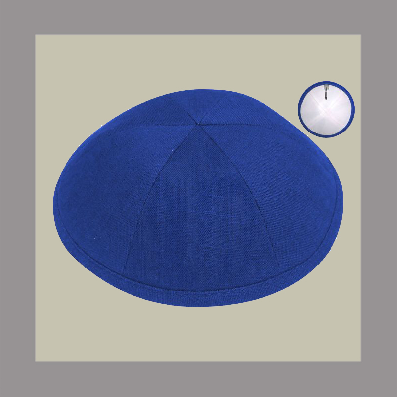 Royal Blue Linen Kippot