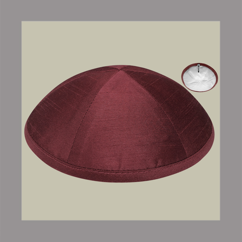 Burgundy Raw Silk Kippah