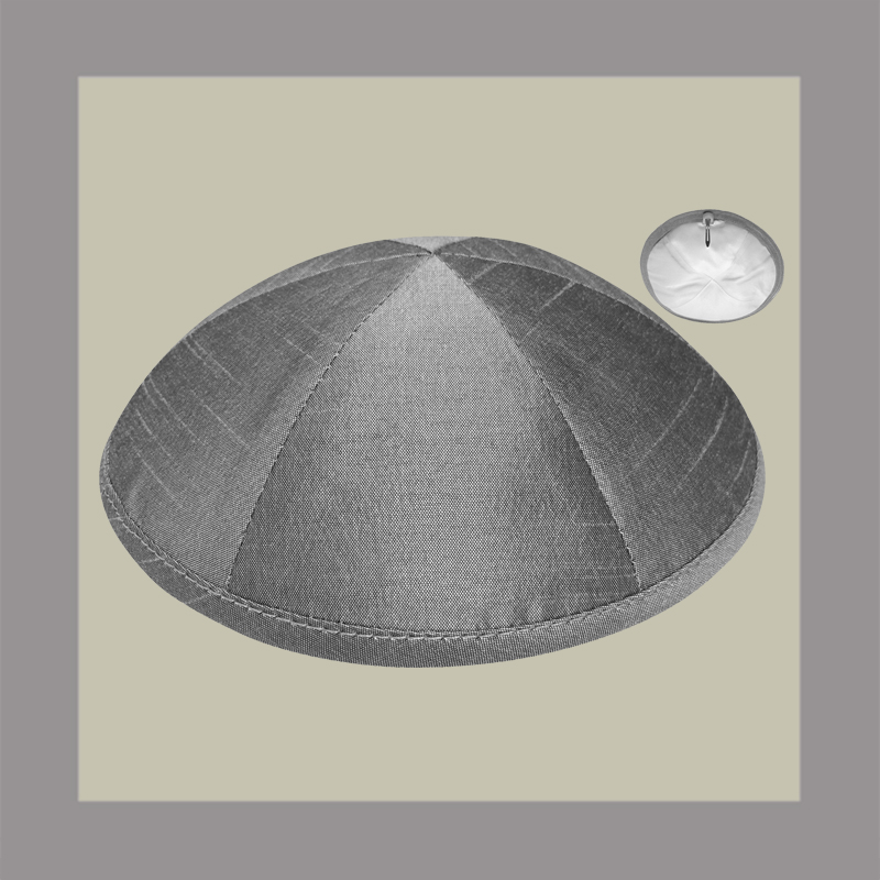 Grey Raw Silk Kippah