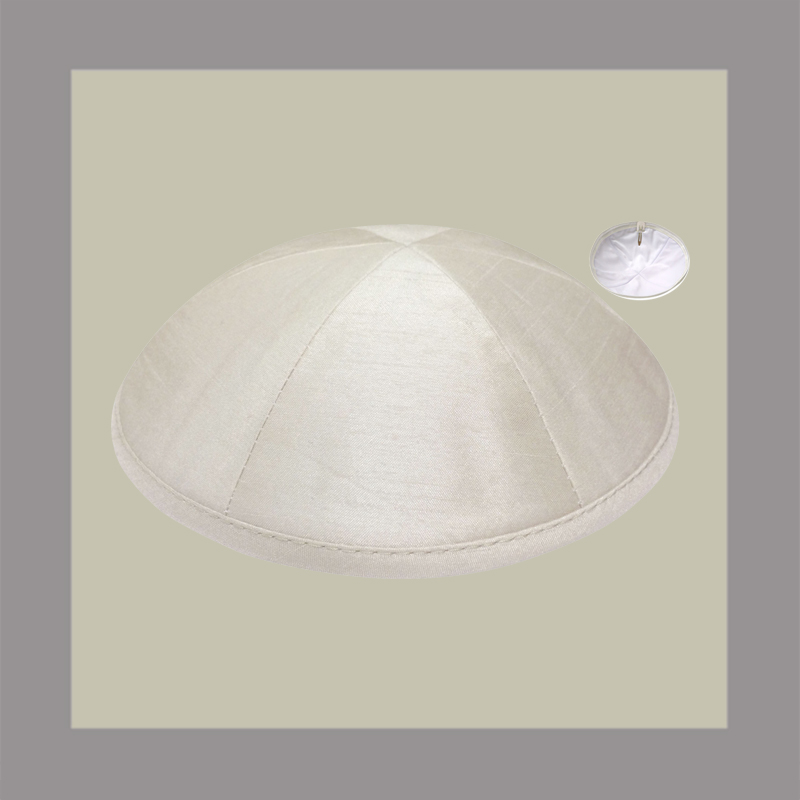 Ivory Raw Silk Kippah