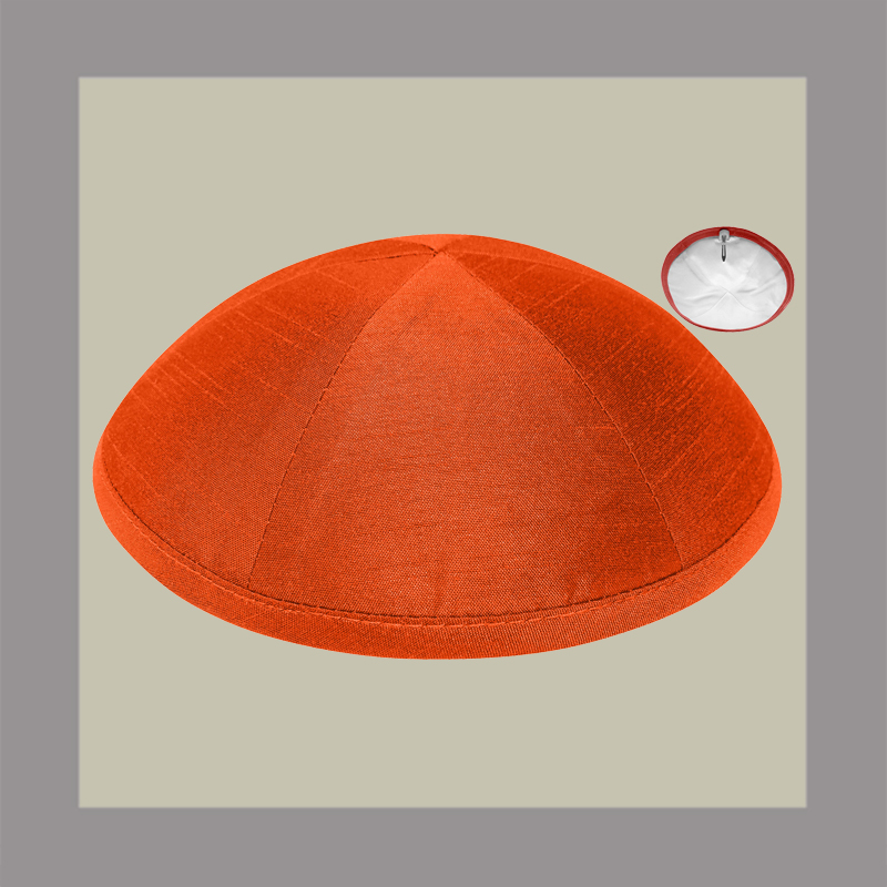 Orange Raw Silk Kippah