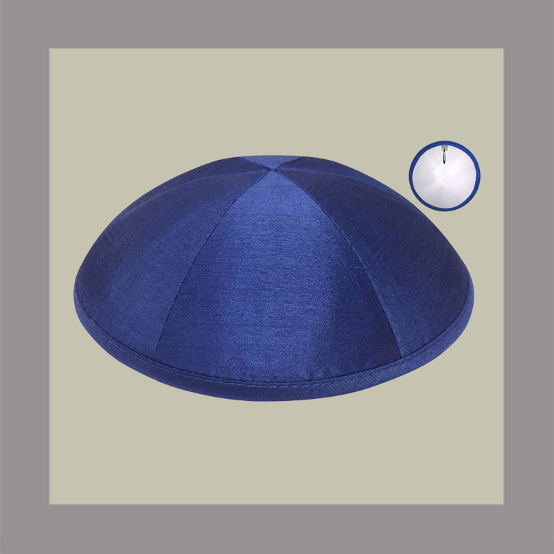 Royal Blue Raw Silk Kippah