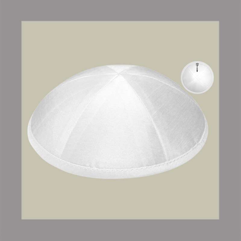 White Raw Silk Kippah